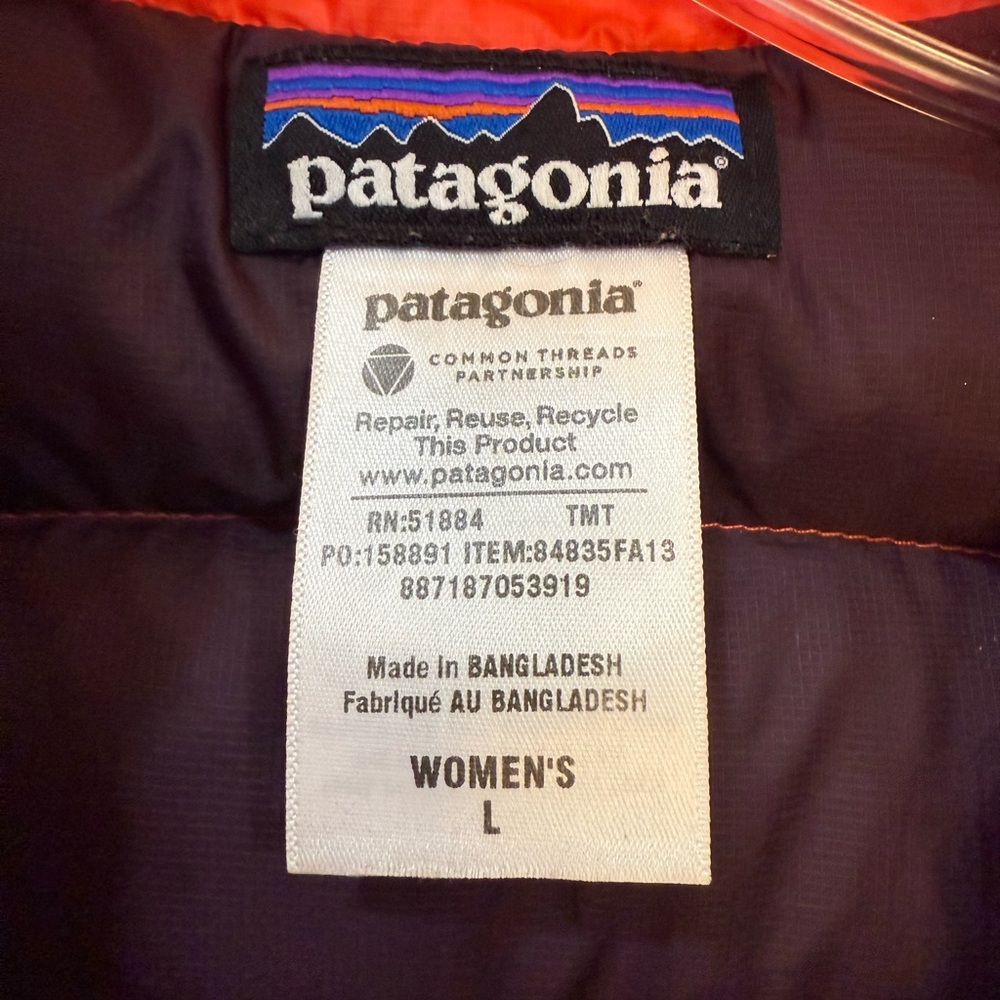 Patagonia Women's Hi-Loft Down Sweater #84835 Puffer Jacket Orange Red - Large - Picture 5 of 10